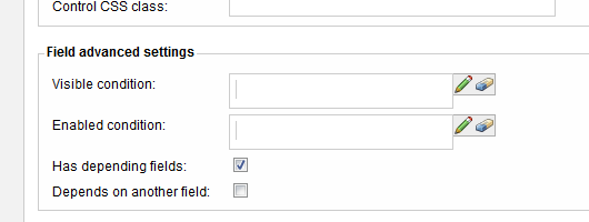 Dependent field settings